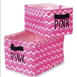 3 Pack Pink Victoria’s Secret Chevron Baskets